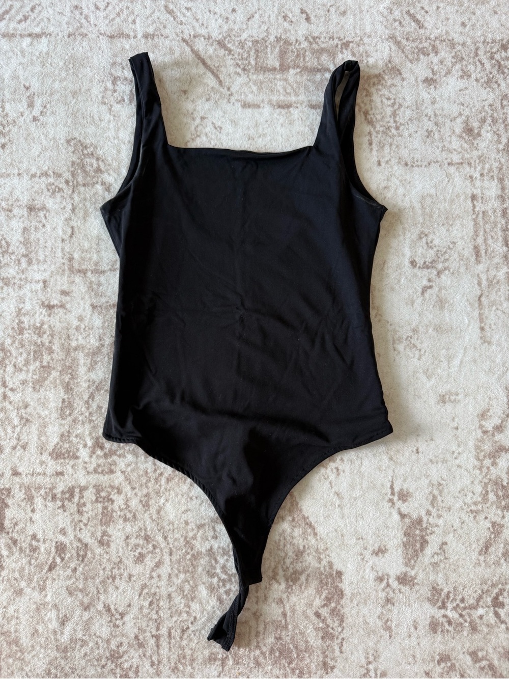 Women's Black Square Neck Bodysuit